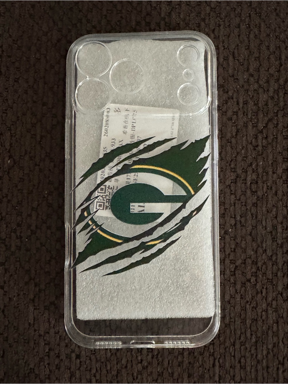 Clear Green Football Logo Protective Phone Case